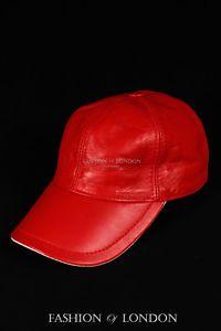 Red and White Peak Logo - Red & White Peak BASEBALL CAP Real Lambskin 100% Leather Hip Hop