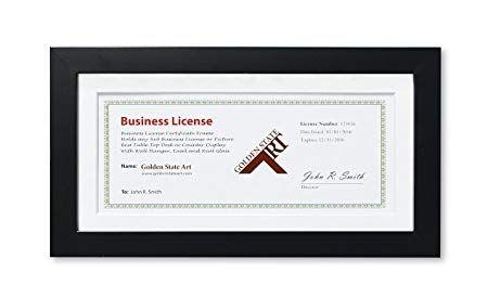 Black and White Certificate Logo - Golden State Art 5x10 Wood Frame for 4x9 Business License ...