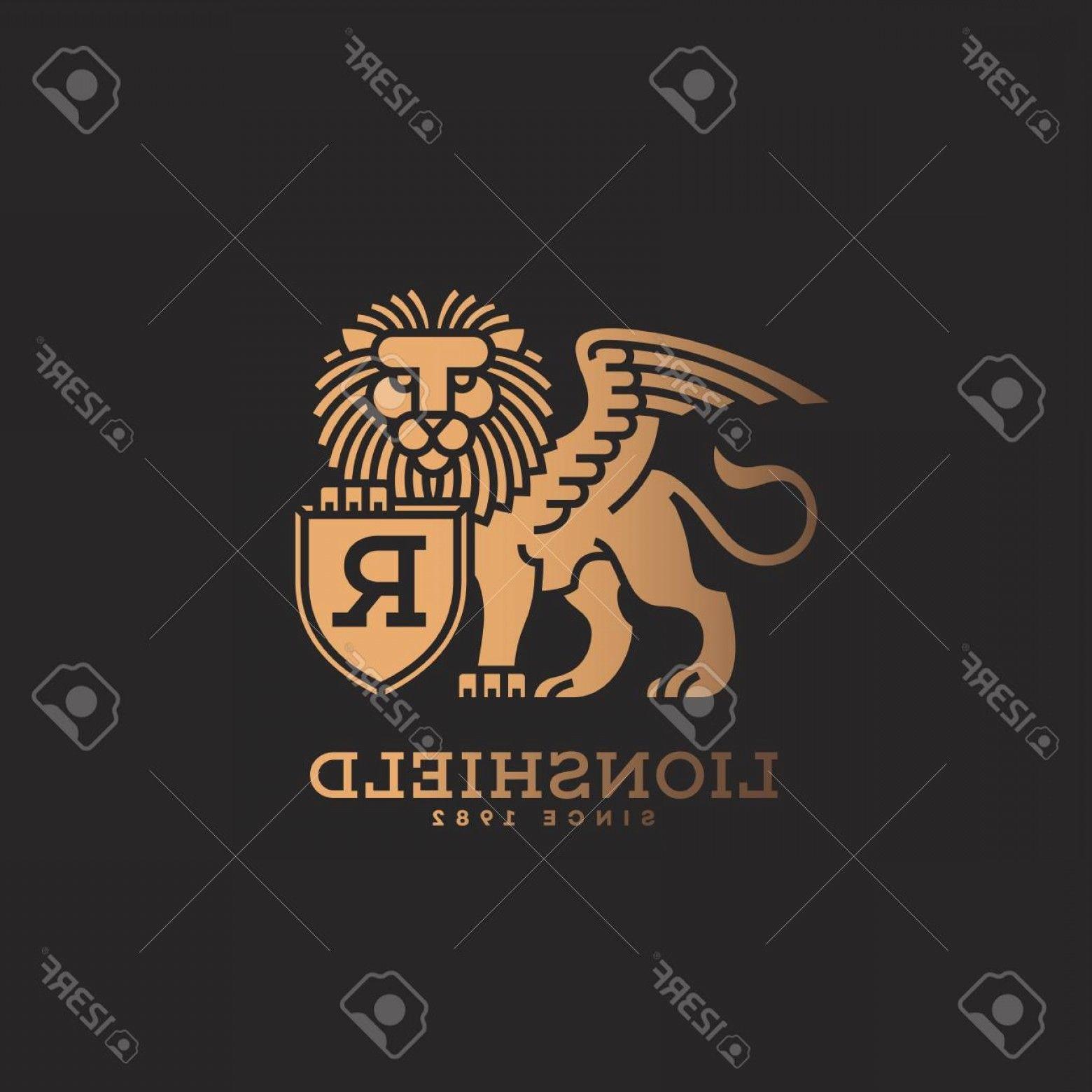 Lion with Wings Logo - Photostock Vector Golden Lion With A Shield And Wings Logo Template