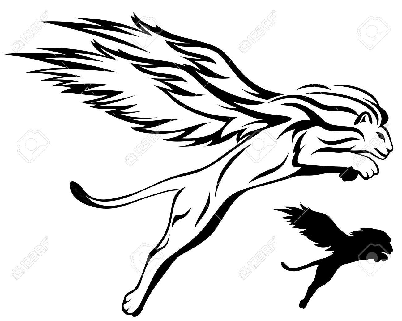 Lion with Wings Logo - Winged lion fly clipart, explore pictures