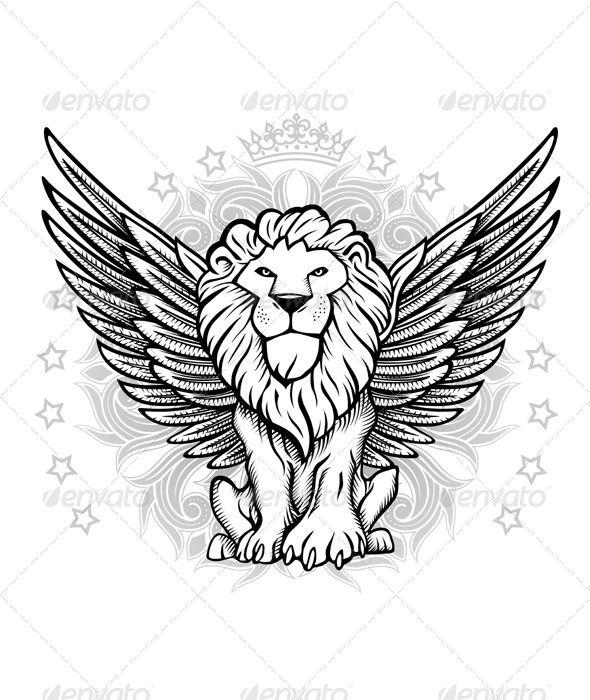 Lion with Wings Logo - 19 Drawn Lion winged lion Free Clip Art stock illustrations ...