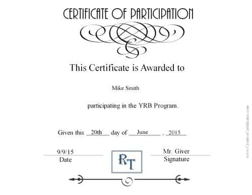 Black and White Certificate Logo - Free Certificate of Participation | Customize Online & Print