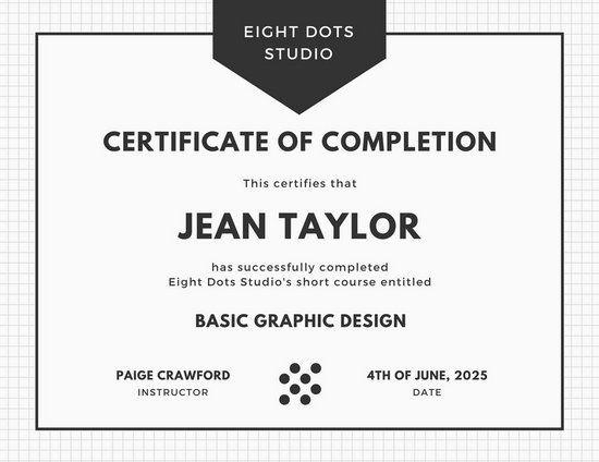 Black and White Certificate Logo - Customize Course Certificate templates online