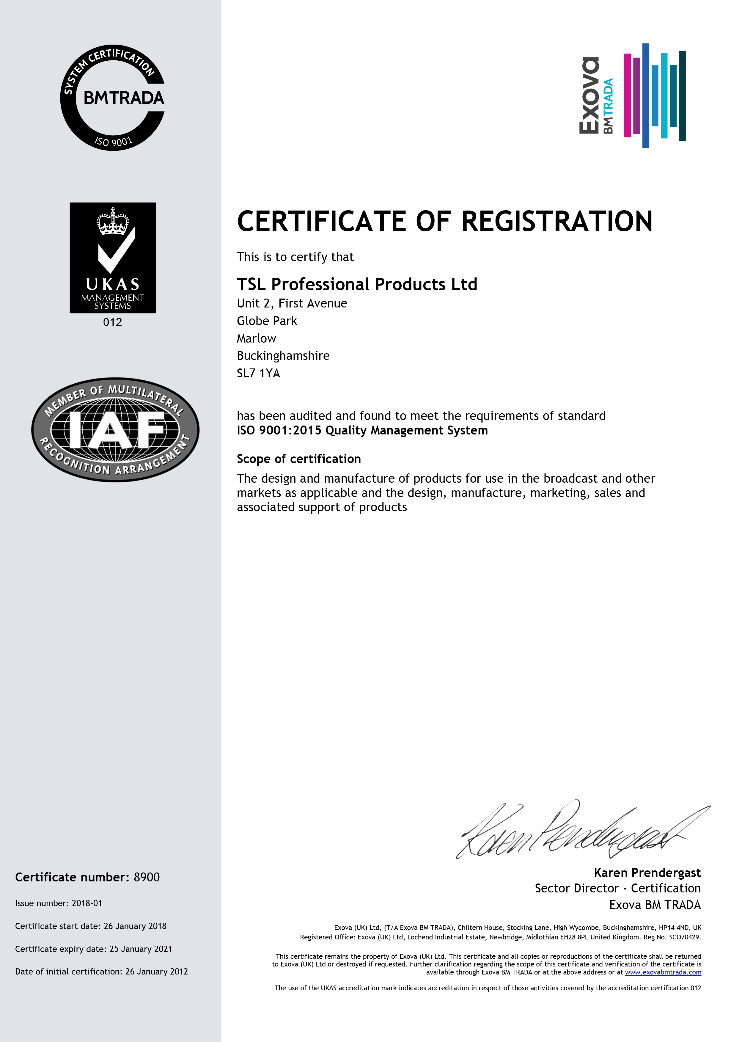 Black and White Certificate Logo - ISO9001 Certification