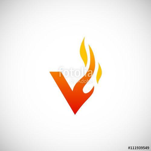 Fire V Logo - letter v fire vape logo