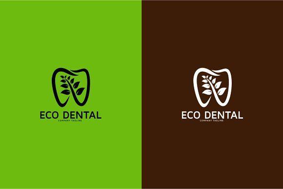 Green Brown Logo - Nature Dental Logo Design Template ~ Logo Templates ~ Creative Market