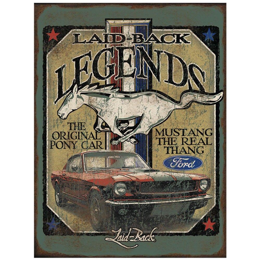 Vintage Ford Mustang Logo - Accessories Mustang Tin Sign Legends Mustang And Tri-Bar Running ...