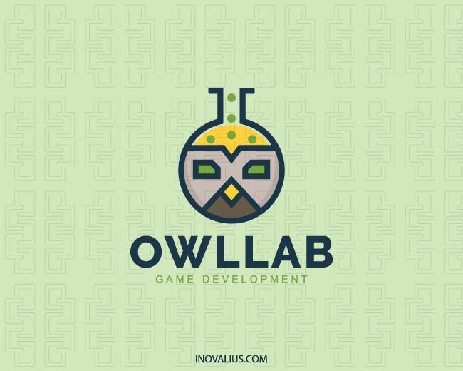Green Brown Logo - Owl Lab Logo Design | Inovalius