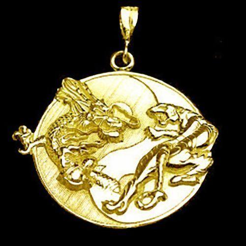 Cool Gold Dragon Logo - Cool Large Big Yin Yang Chinese Dragon Tiger 24kt Gold Plated