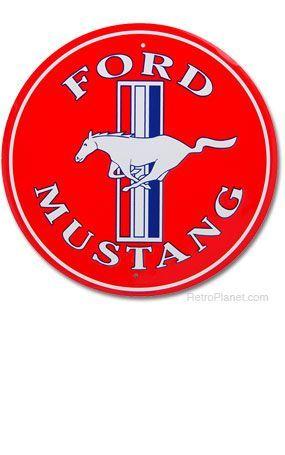 Vintage Ford Mustang Logo - image of Ford Mustang Round Metal Sign. Auto & Petrol. Mustang