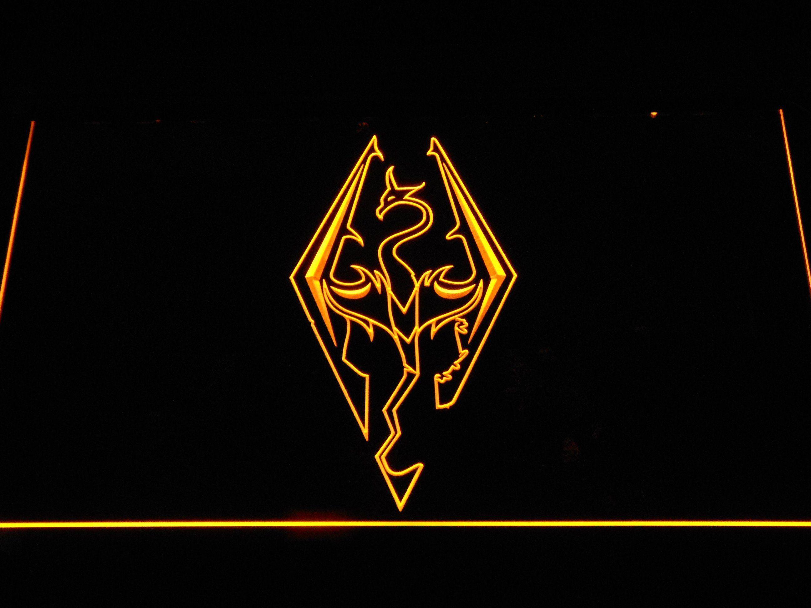 Cool Gold Dragon Logo - Skyrim Dragon Logo LED Neon Sign. Products. Led neon signs, Logos