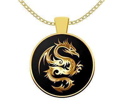 Cool Gold Dragon Logo - Mythology necklace Dragon symbol cool