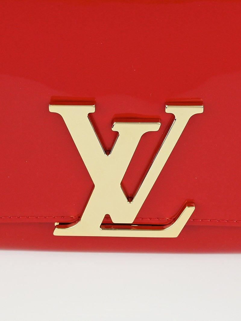 Red Louis Vuitton Logo - Louis Vuitton Red Patent Leather Louise Clutch Bag - Yoogi's Closet