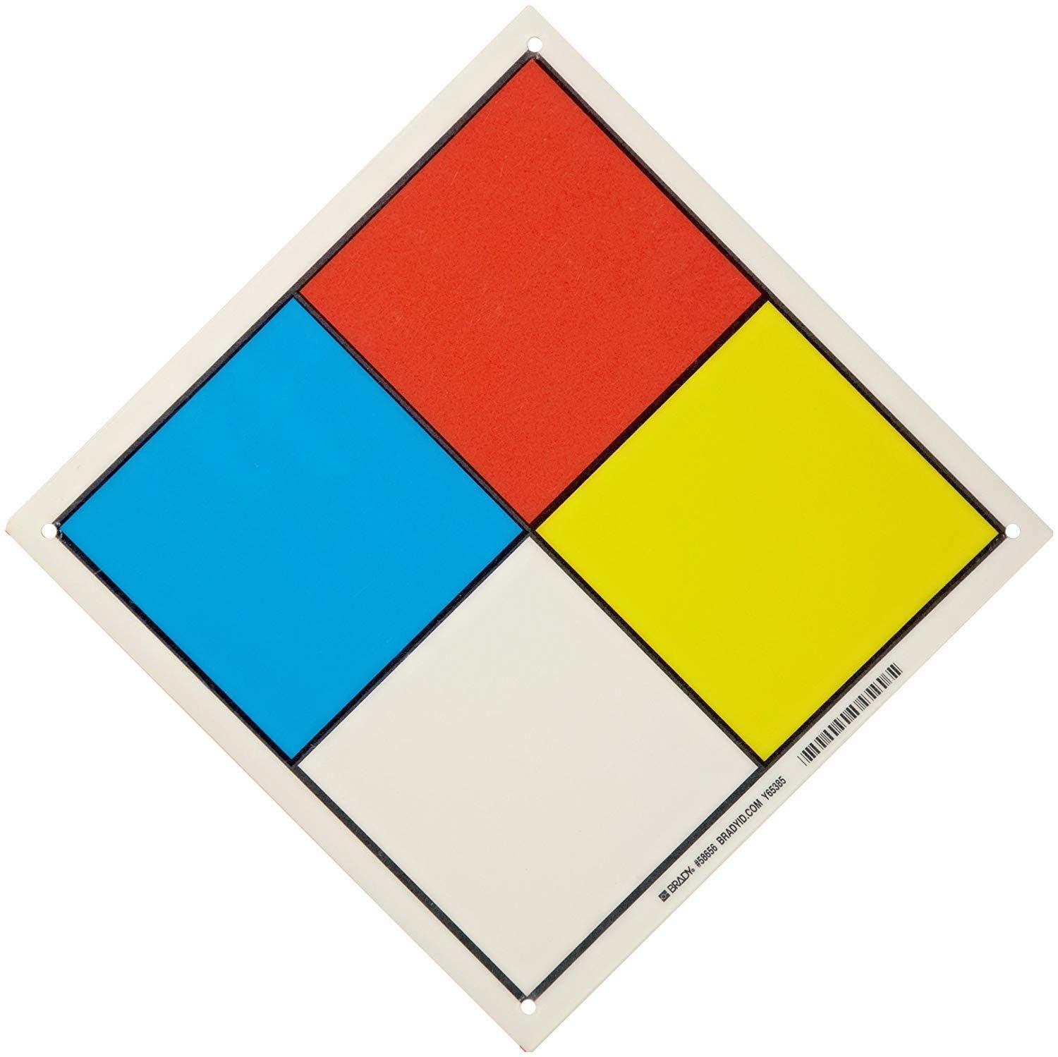 Square White with Orange B Logo - Brady 58656 11 Square, B 120 Premium Fiberglass, Black, Red, Blue