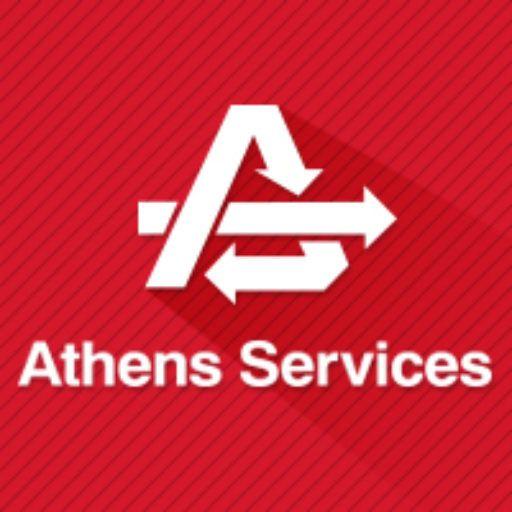 LinkedIn Red Logo - Athens Services – Profile Pic Linkedin – White Logo on Red Pattern ...