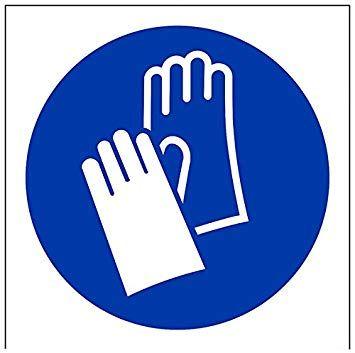 Blue Mm Logo - VSafety 41037AF RGloves Logo Mandatory PPE Sign, Rigid Plastic