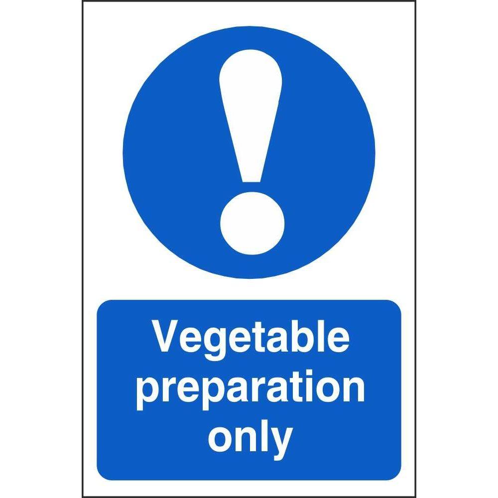 Hygiene Vegetables Logo - Vegetable Preparation Only Mandatory Signs. Food Hygiene Safety Signs