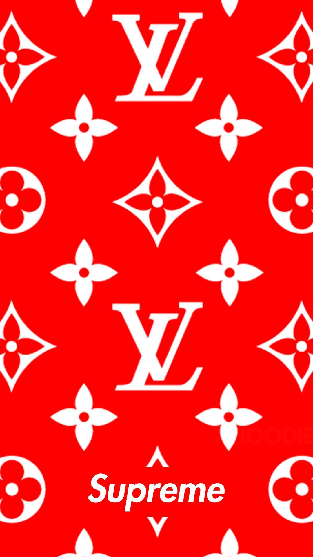 Red LV Logo - Louis Vuitton x Supreme. Idk. iPhone wallpaper