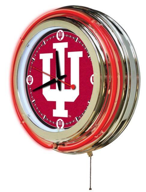 Indiana Hoosiers Logo - Indiana University Hoosiers Logo Neon Wall Clock 15
