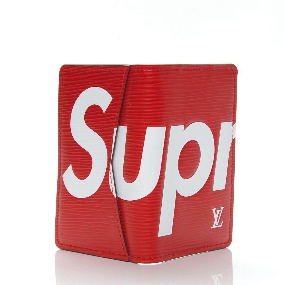 Red LV Logo - NWT Louis Vuitton x Supreme Box Logo LV Red Epi Leather Pocket