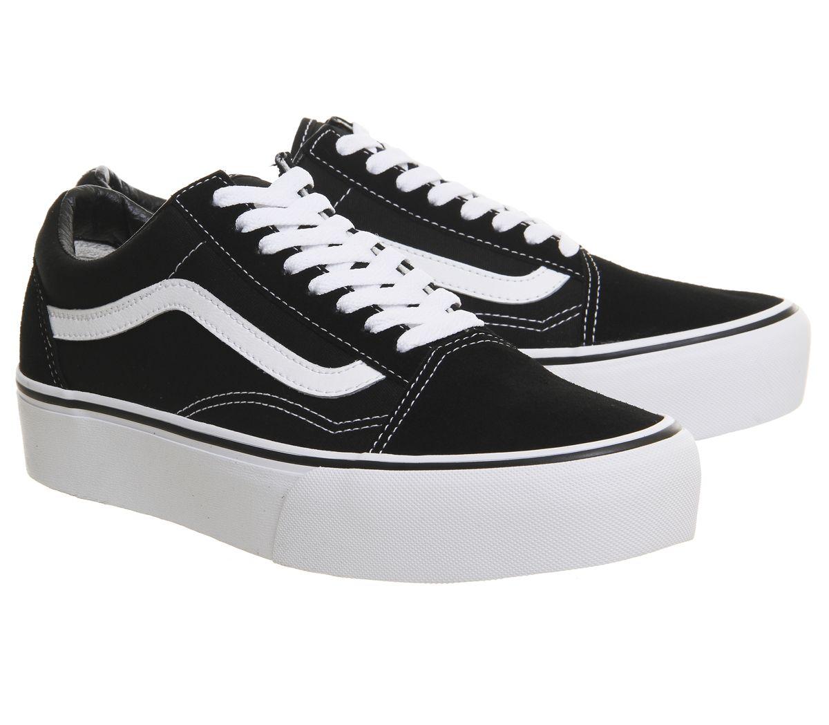 Black and White Shoe Logo - Vans Old Skool Platform Black White - Hers trainers