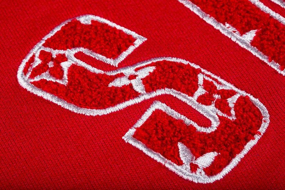 Red LV Logo - LOUIS VUITTON SUPREME ARC LOGO CREWNECK. S S 2017. RED