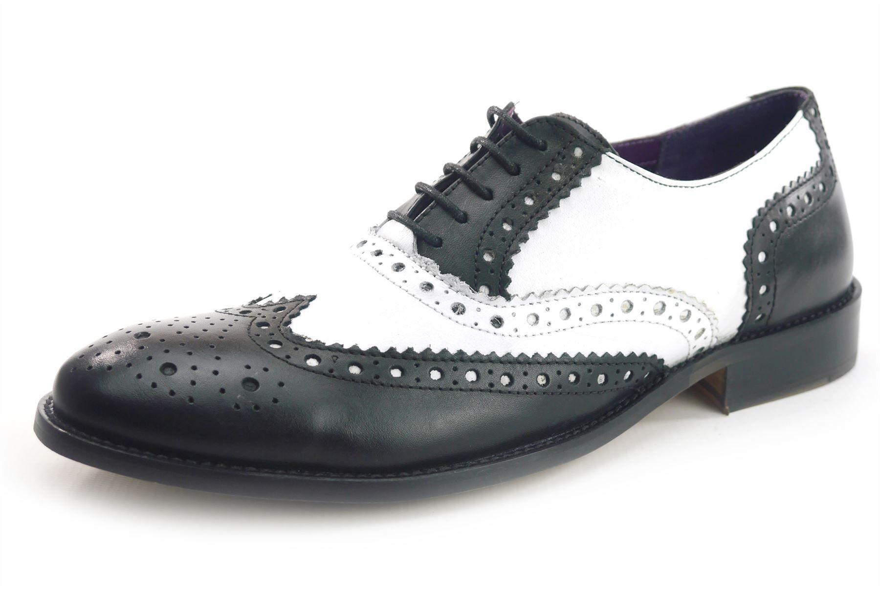 Black and White Shoe Logo - Frank James Redford Mens Leather Lace Up Wingtip Formal Gatsby