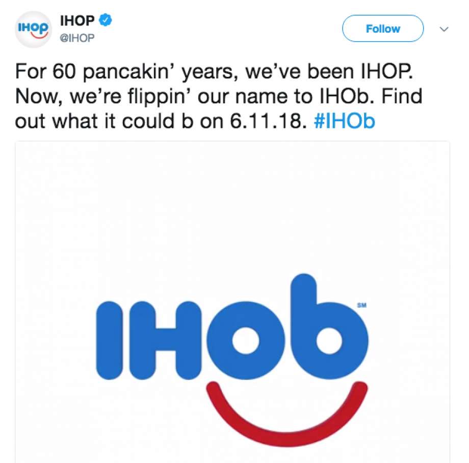 Ihob Logo - IHOP is changing its name to IHOb