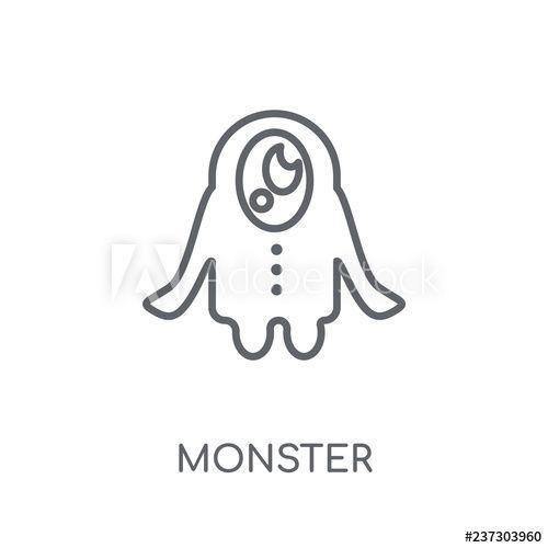 White Monster Logo - Monster linear icon. Modern outline Monster logo concept on white ...