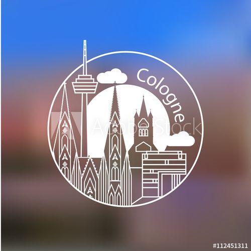 Trendy Church Logo - Koln vector linear logo. Trendy stylish landmarks. Great St. Martin