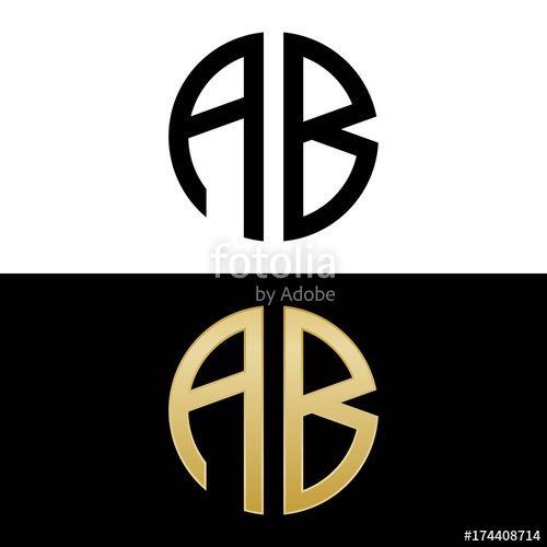 AB Logo - ab initial logo circle shape vector black and gold Stock image