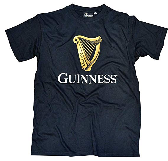 Blue with Gold Harp Logo - Black Guinness Classic T-Shirt With An Irish Gold Harp Design ...