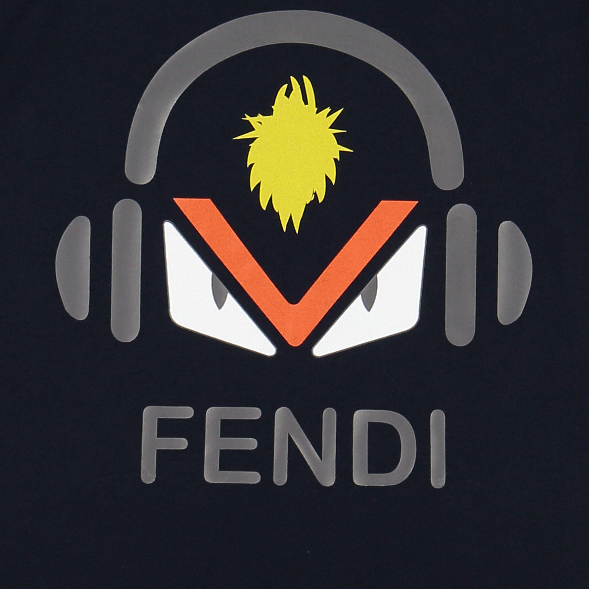 Fendi Monster Logo - Fendi Boys T-Shirt in Black with Monster DJ for Boys