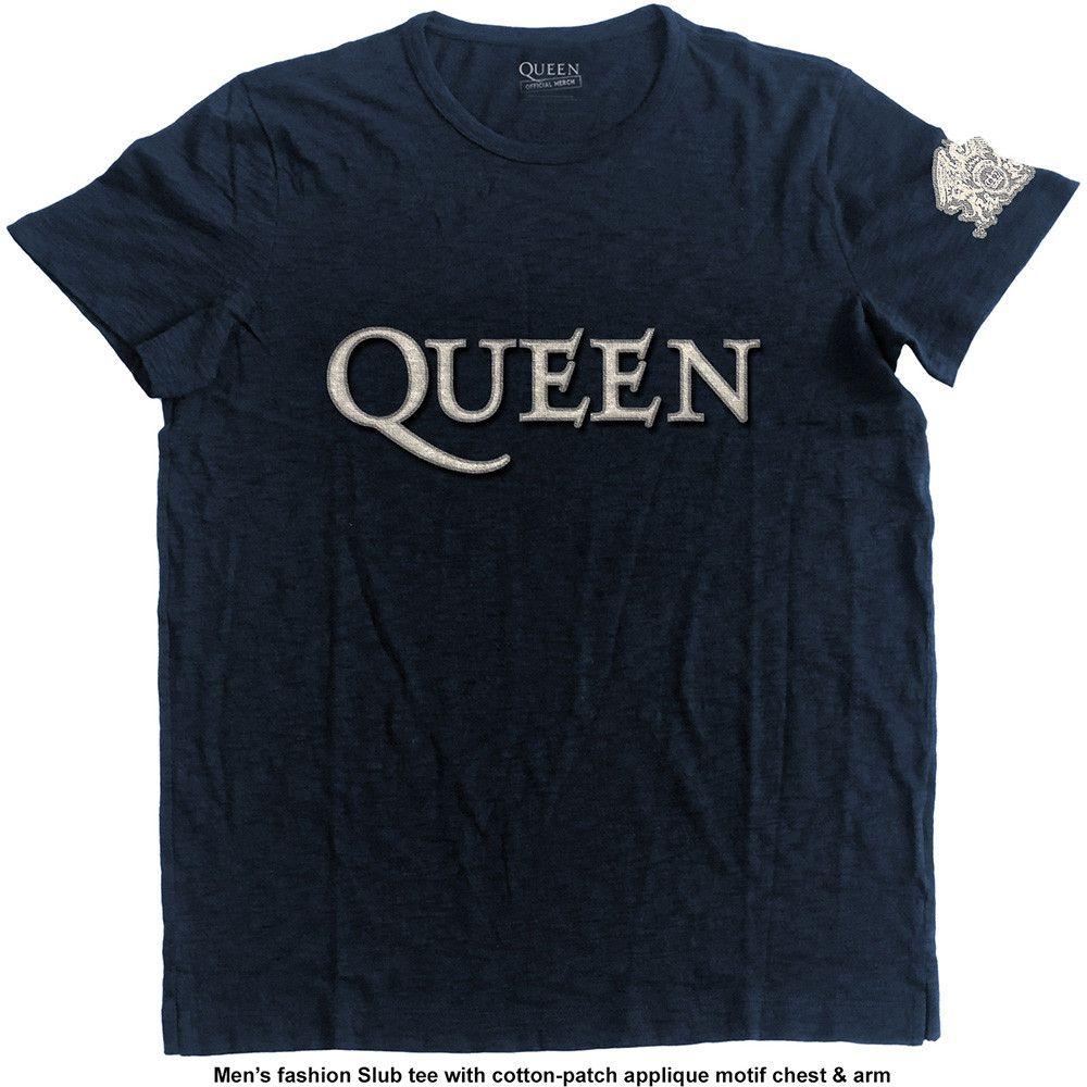 Queen Logo - Queen - Logo & Crest Applique Slub - T-Shirts at Europosters