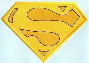 Yellow Superman Logo - 7.8 x 11 Embroidered Christopher Reeve Yellow & Black Superman