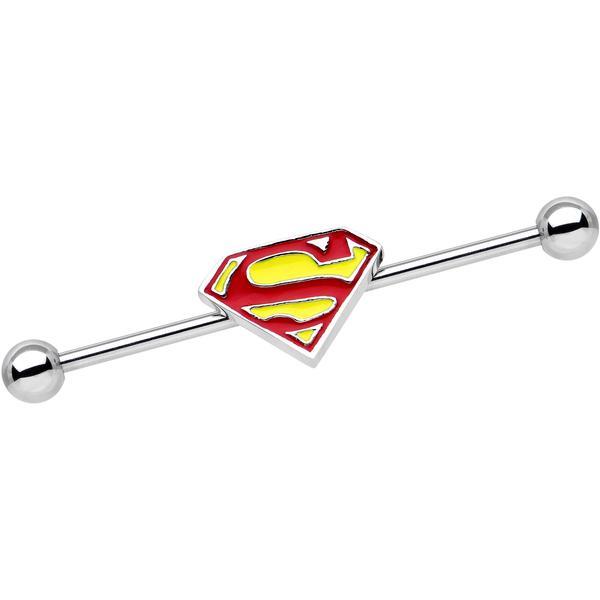 Yellow Superman Logo - Licensed Stainless Steel Yellow Superman Logo Industrial Barbell ...