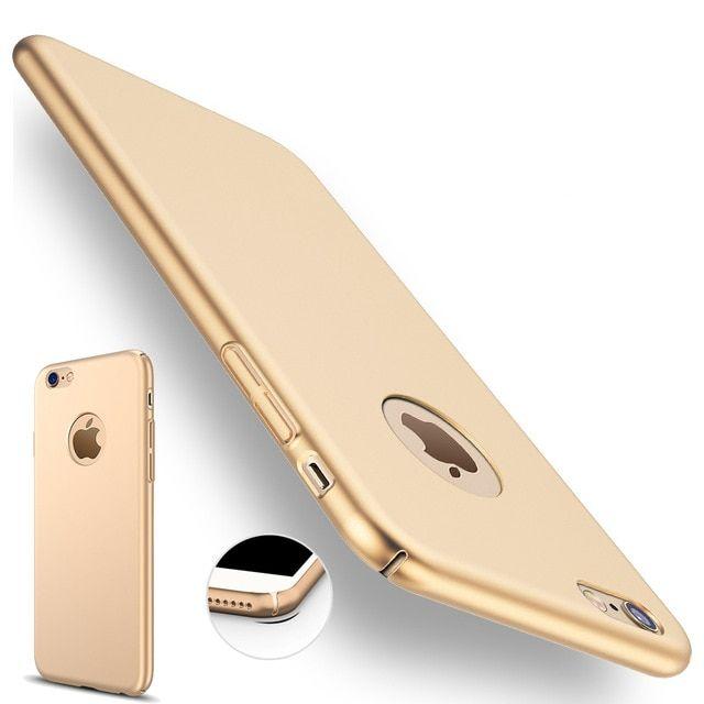 Gold iPhone Logo - for iphone8 Case for iphone 8 plus Gold Thin Armor Logo Hole Luxury