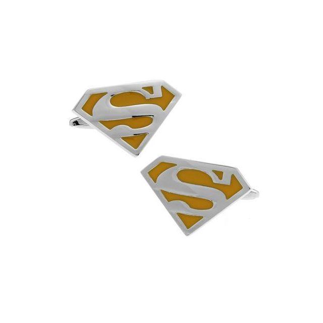Yellow Superman Logo - Gold Plated Superman Badge Cufflinks