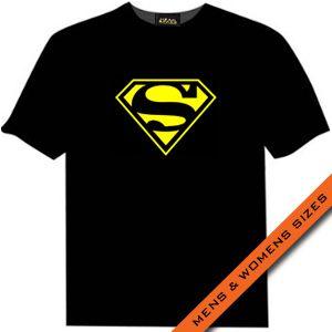 Yellow Black Superman Logo - Awesome DJ & Music T Shirts. Clubbing Rock Raving Music Party T ...
