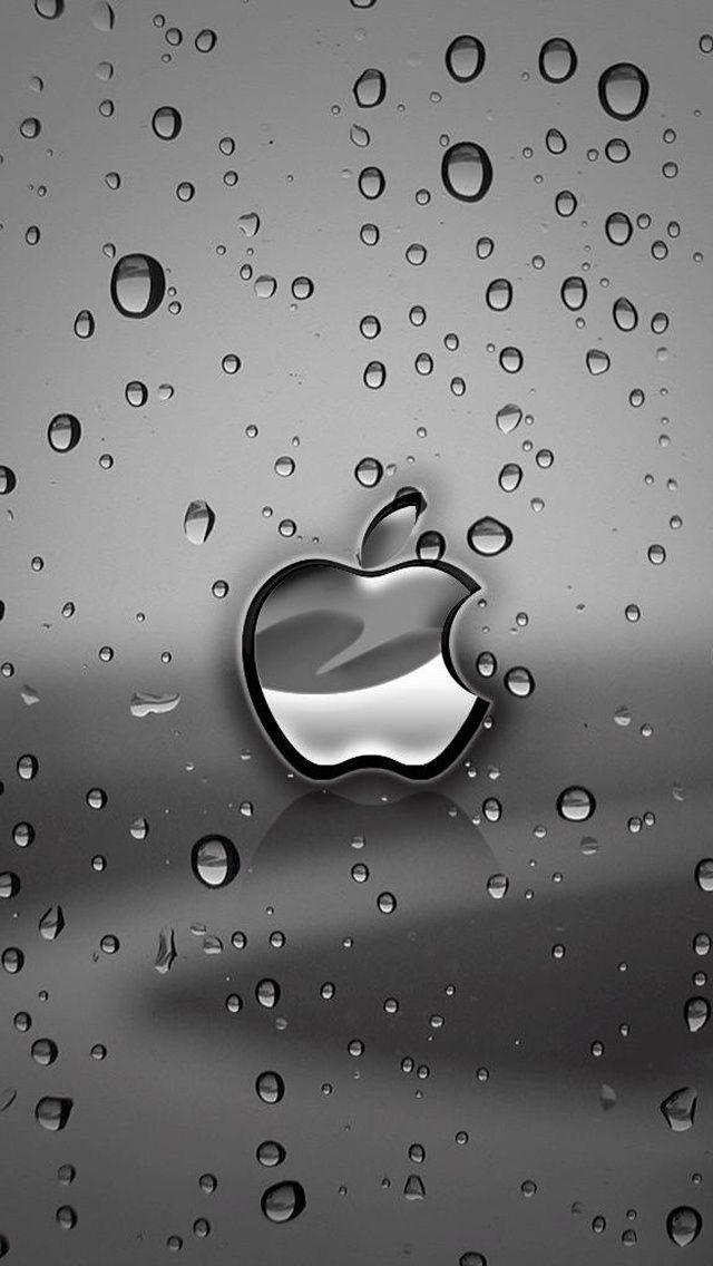 Silver 6 Logo - Silver Apple Logo With Water Drops Background iPhone 6 / 6 Plus