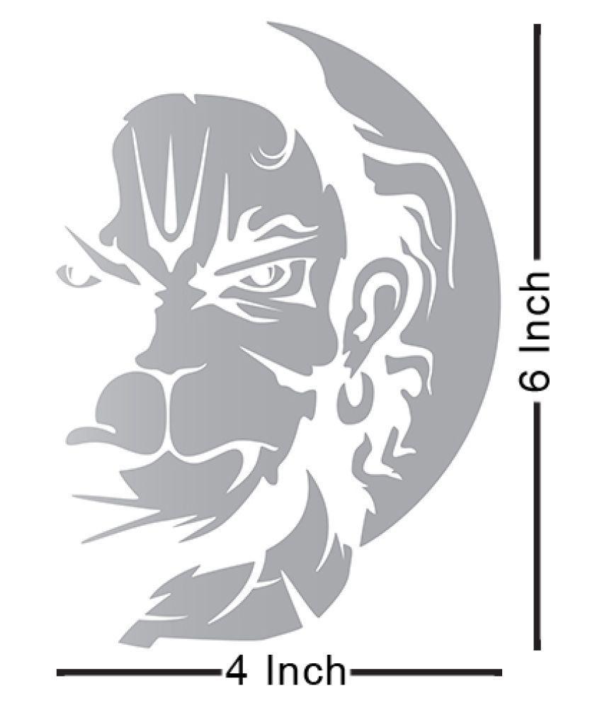 Silver 6 Logo - Bajrangbali Hanuman Silver 6 x 4 inches Reflective Vinyl Stickers