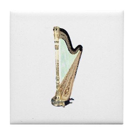 Gold Harp Logo - Gold harp logo Tile Coaster by harphorizons
