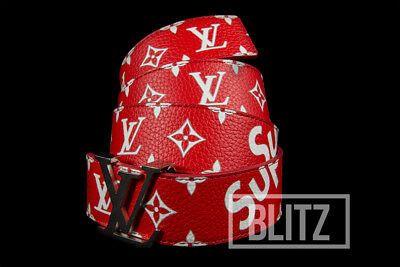 Red LV Logo - SUPREME / LOUIS Vuitton Lv Initiales 40 Mm Belt Red Monogram Box ...
