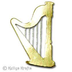 Gold Harp Logo - Gold Die Cut Harp / Musical Instrument (1 Piece) - £0.29