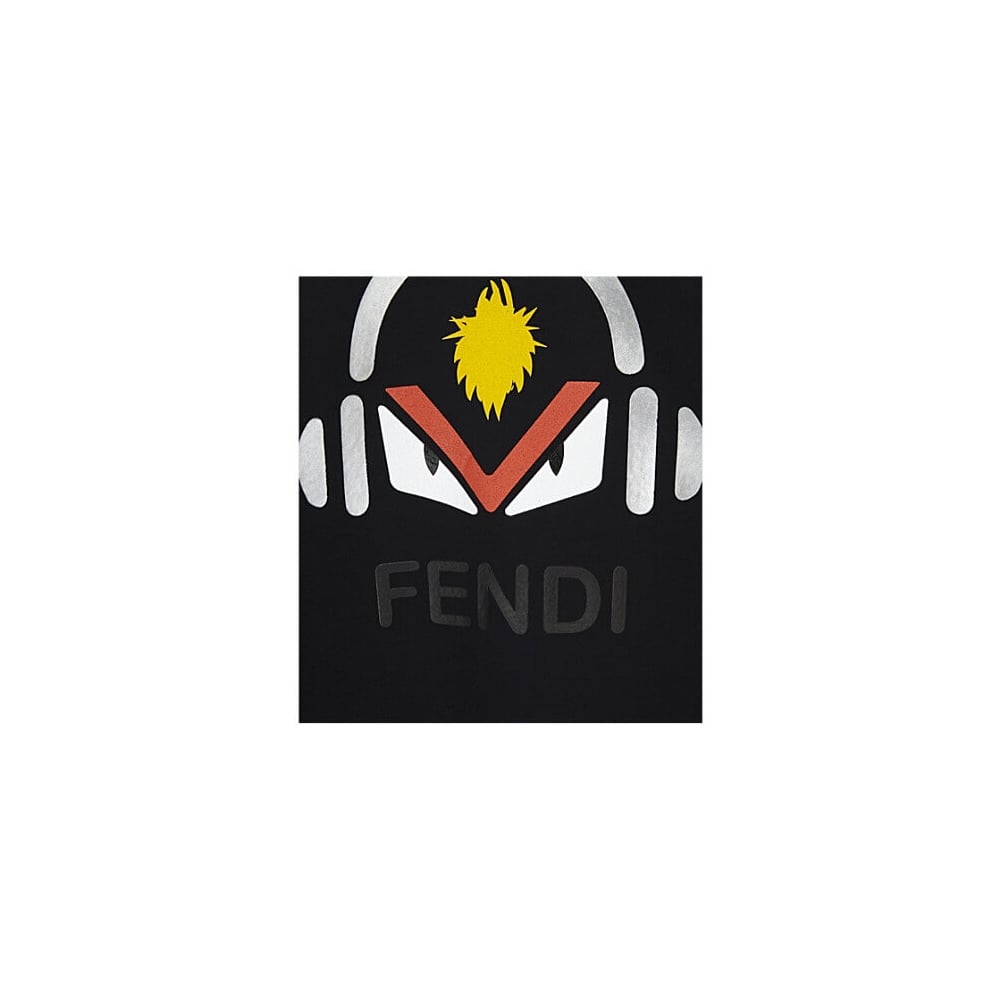 Fendi Monster Logo - Fendi Kids Boys Black Hooded Sweatshirt with Headphone Monkey Print ...