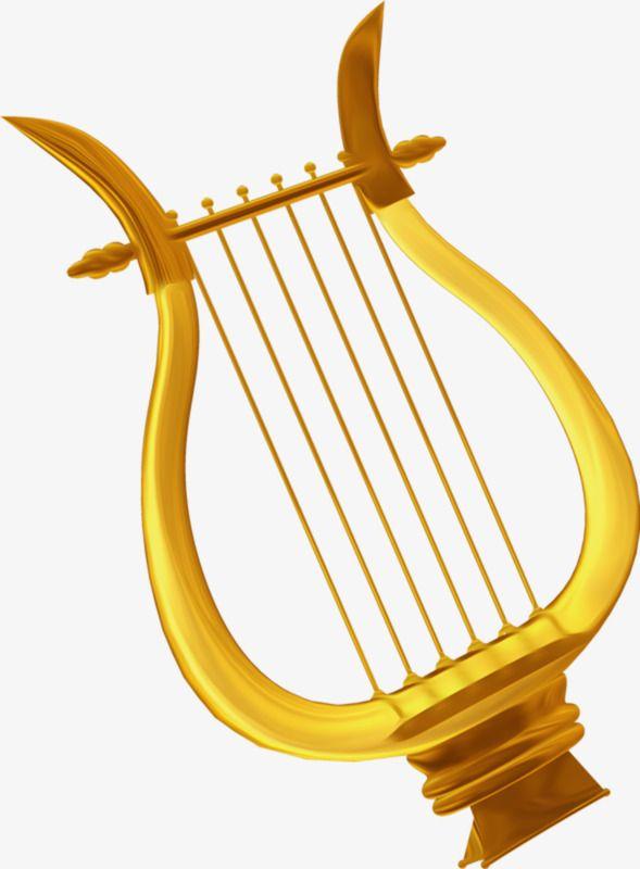 Gold Harp Logo - A Harp, Gold, Musical Instruments, Hand Painted PNG Image