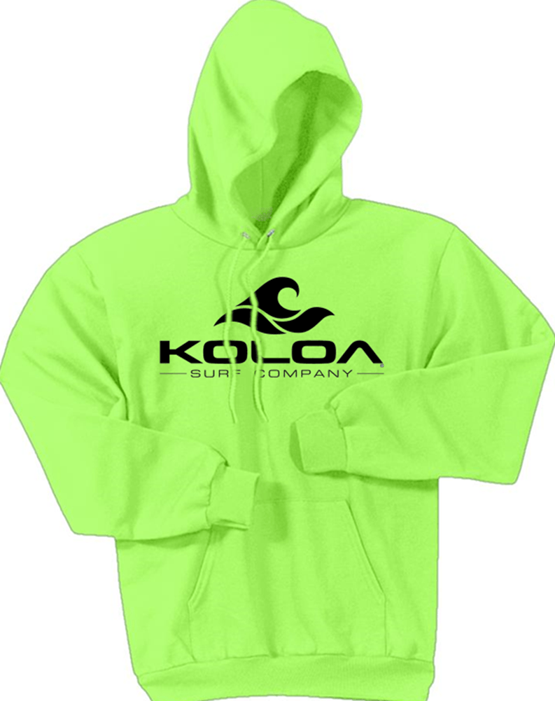 Neon Green and Black Logo - Koloa Surf Co. Classic Wave Logo Hooded Sweatshirts - Neon Green ...