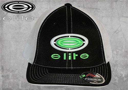 Neon Green and Black Logo - Elite (Pacific 404M) Flex Fit, Black Cap, White Mesh, Neon Green E ...