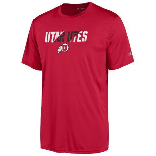 Champion Athletic Logo - Champion Utah UTES Athletic logo Red T-shirt | Utah Red Zone