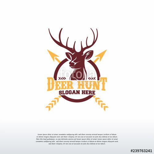 Deer Hunter Logo - Deer Hunter logo designs badge, Vintage Head Deer logo vector Stock